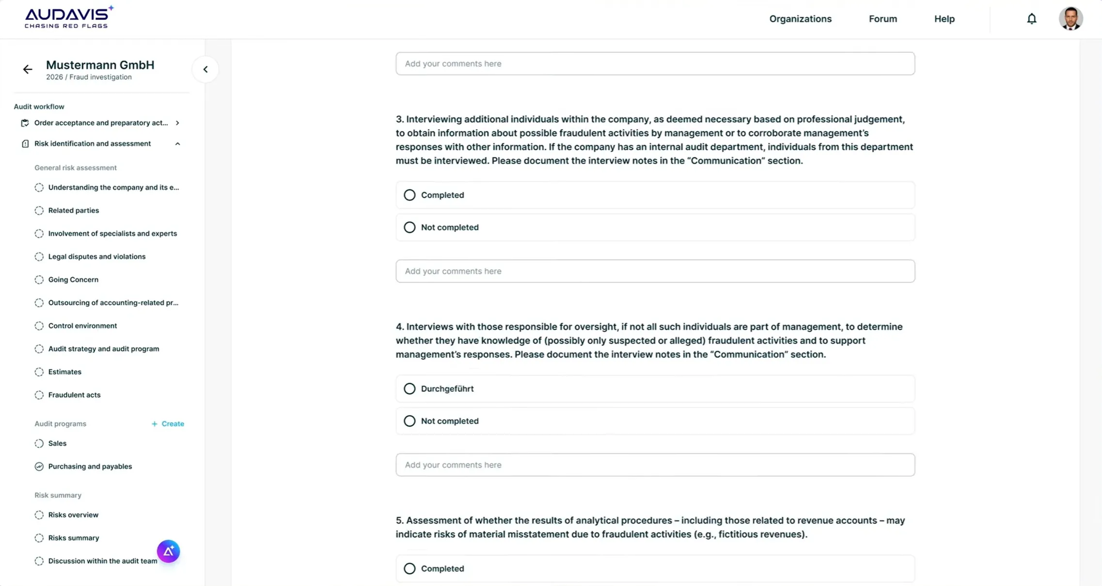 AUDAVIS AI augmented documentation for Financial Auditing - Questions and Answers