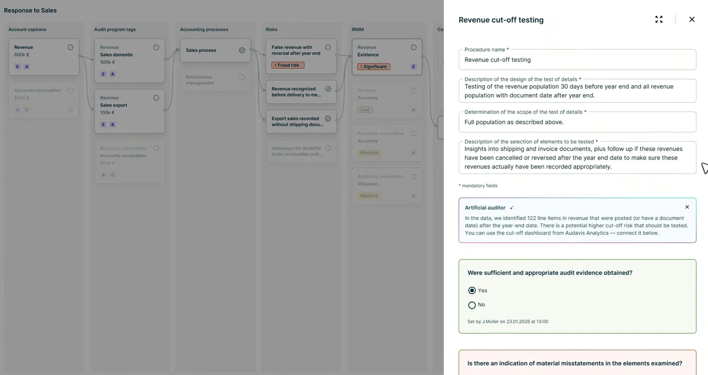 AUDAVIS AI augmented documentation for Financial Auditing - Audit Testing Augmentation by the AUDAVIS Artificial Auditor